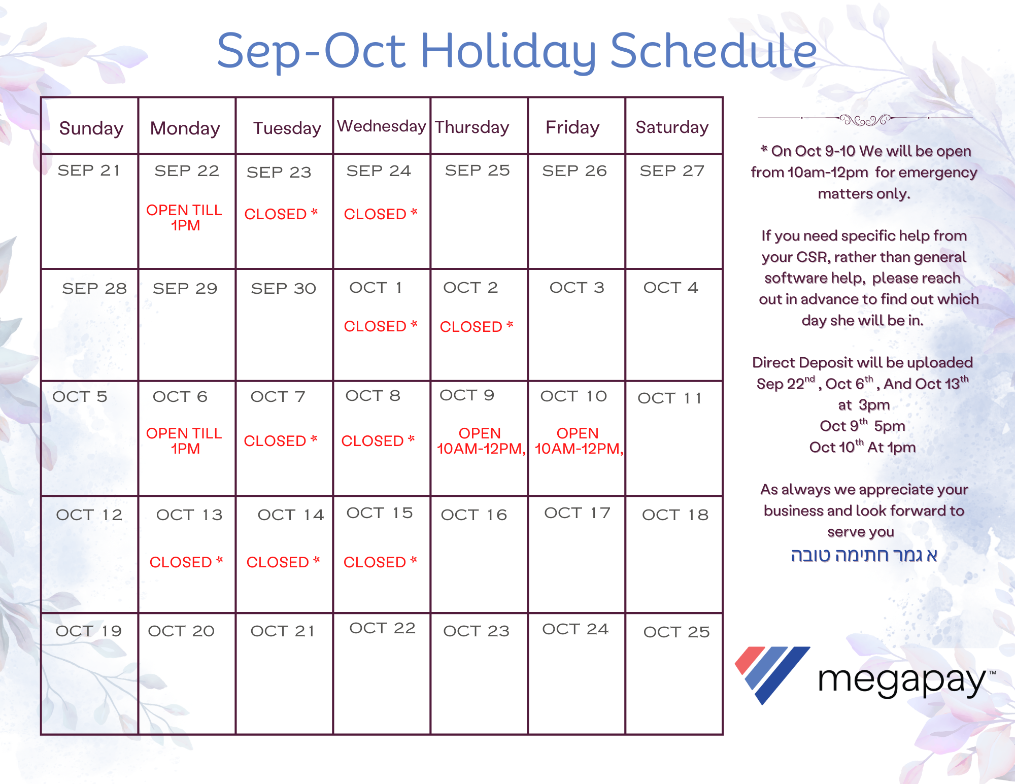 Copy of Monthly Calendar - October 2022 - Sunday Start